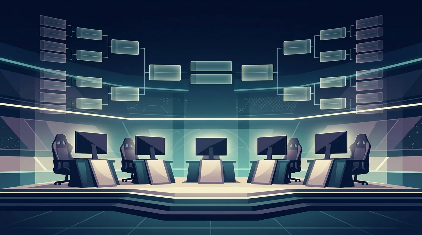 Ilustrasi neutral arena esports dan peta siri